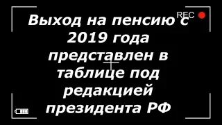 Выход на пенсию с 2019 года представлен в таблице