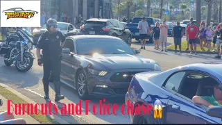 Mustang week 2021 Day 1 things got wild .. burnouts and police chase