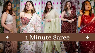 READY TO WEAR SAREE HAUL | 1 Minute Pre Draped Sarees | Amazon TryOn