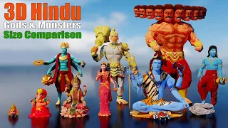 3D Size Comparison Of Hindu Gods and Monsters