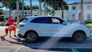 World Strongest 11 Year Old Boy Pushes a Porsche Cayenne!