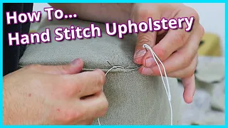 HOW TO HAND STITCH UPHOLSTERY | REUPHOLSTERING A FOOTSTOOL CORNERS | FaceliftInteriors