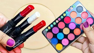 Colorful makeup mixing into clear slime!!!#satisfyingslime #asmrmakeup