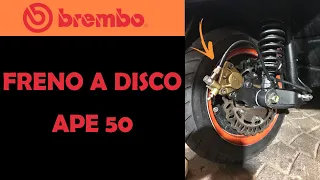 Freno a disco artigianale su ape 50 - NOVI ELABORAZIONI