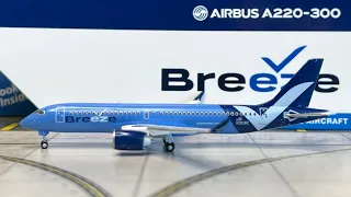 Gemini Jets Breeze Airways Airbus A220-300 1/400 Scale Model Review With GJ A220 Mold Comparison