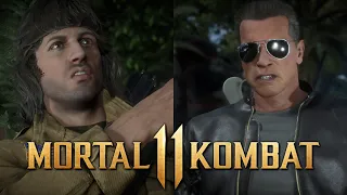 Mortal Kombat 11 - All Rambo VS Terminator Intro Dialogue!