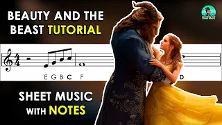 Beauty and the Beast | Sheet Music with Easy Notes for Recorder, Violin Tutorial