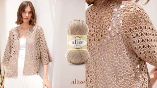 Crochet Hexagonal Cardigan with Alize Diva