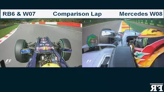 F1 Comparison Laps Onboard | F1 Red Bull RB6 & Mercedes W07 vs Mercedes W08 Spa-Francorchamps