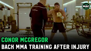 Conor McGregor back training MMA throwing combos: “Like I never left”