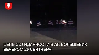 Цепь солидарности в агрогородке Большевик вечером 29 сентября