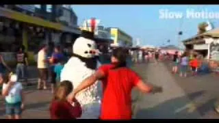 Scary Snowman Gets Knocked Out At Jersey Shore