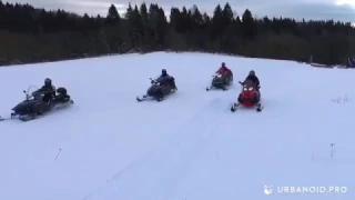 Зимние развлечения: покатушки на снегоходах ||  Best Aerial Video FullHD