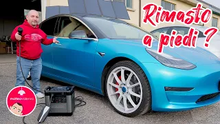 I CHARGE my TESLA with a POWERBANK and SOLAR PANELS!