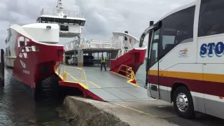 Extreme ferry boarding. Bus onto Ferry