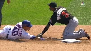 MIA@CHC: Contreras uses a great slide to steal second