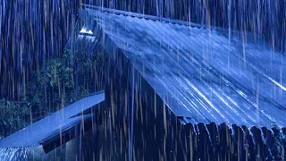 Relieve Stress to Sleep Immediately with Heavy Rain & Furious Thunder on Rusty Tin Roof at Night #5