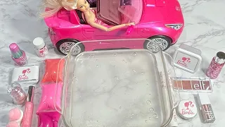 BARBIE “Pink” Slime -Mixing Makeup, Eyeshadow, Glitter Into Slime ASMR Video 🌸