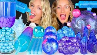 ASMR GALAXY DESSERT, BLUE ICING GALAXY CAKE, PURPLE TAPIOCA, BLUE RAZZ SPACE CRYSTAL MUKBANG 먹방