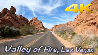 4K Scenic Drive in Valley of Fire State Park, Las Vegas, Nevada - Relaxing Drive with Ambient Music