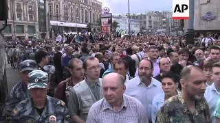 Protesters angered by Navalny sentence try to block street in capital