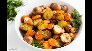 Garlic Butter Roasted Potatoes and Carrots | The Recipe Rebel