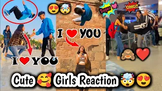 Cute 🥰 Girls Reaction 🤯😍 Flips 🔥 | Girls 🙈 React On Stunts 😱 #publicreaction #girlsreactions #tiktok