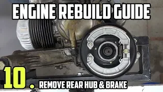 Remove rear hub, brake and dust cover  - Vespa LML Engine rebuild tutorial Part 10