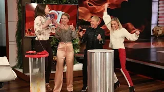 Brie Larson & Scarlett Johansson Cheer on an 'Avengers' Fan During 'Hot Hands'