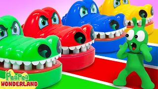 Pea Pea plays Colorful M&M Dentist Crocodile Challenge | Pea Pea Wonderland - Funny Cartoon For Kids