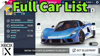 Asphalt 9: Legends Full Car List + DLC Cars | Xbox Series X 2021