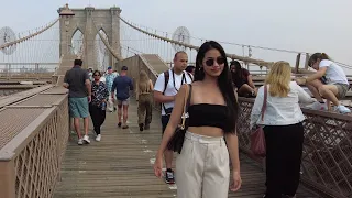 Stroll Across the Brooklyn Bridge Promenade to DUMBO New York - 4K Walk Alongs
