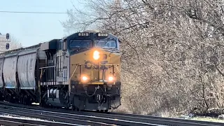 Intermodal Train with Geometry Boxcar, Long-hood Forward Pulling a Grain Train and More!