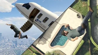 GTA 5 Next-Gen - Jumping Out Of Planes Into Pools!