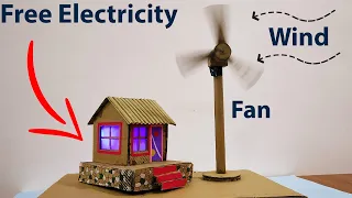 Wind Turbine Model With Cardboard | DC Motor Wind Turbine Generator School Project