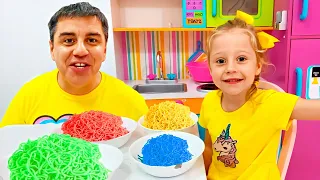 Nastya and Stacy prepare desserts for dad