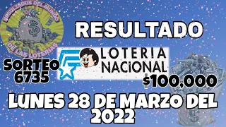 RESULTADO LOTERÍA NACIONAL SORTEO #6735 DEL LUNES 28 DE MARZO DEL 2022 /LOTERÍA DE ECUADOR/