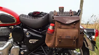 NEW Royal Enfield CLASSIC 350. Motorcycle Touring? The OUTLANDER leather luggage from TRIPMACHINE!