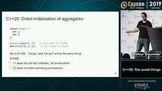 CppCon 2019: Timur Doumler “C++20: The small things”