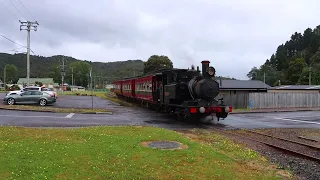 West coast wilderness railway arriving in Queenstown.