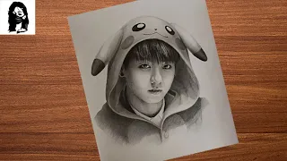 Pencil sketch Drawing of BTS (Jungkook) || Face Drawing || 防弾少年団