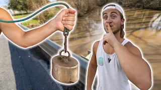 We Have A Problem! Magnet Fishing In My Secret Honey Hole - Giant Magnet Fishing For Lost Treasure