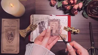 ASMR | Decorating a Vintage Journal with new supplies | Scrapbooking