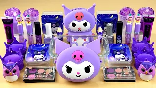 ASMR Slime 💜 Mixing ”PURPLE KUROMI” makeup, Eyeshadow, glitter into slime. Satisfying slime video.