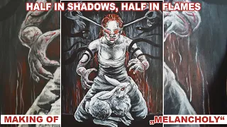 Malba obrazu (painting process) - "MELANCHOLY" (Half in Shadows, Half in Flames) #zeživotabipolárky