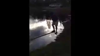 Dad Fail! showoff dad falls in water! Instant karma!