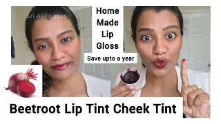 100% Natural Beetroot Lip Gloss Lip Tint and Cheek Tint | Tamil Beauty Tips | Tamil Makeup Tutorial