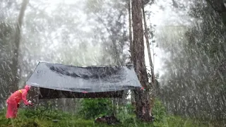 relaxing camping hujan deras dan guntur ⛈️ bersantai dalam tenda hangat dan bermalam