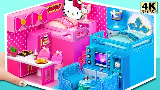 Make Simple Hello Kitty vs Frozen House in Hot and Cold Style From Cardboard ❤️ DIY Miniature House