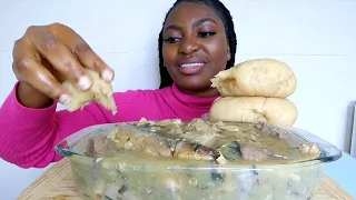 Cook and Eat with me white soup with fufu/ Asmr Mukbang